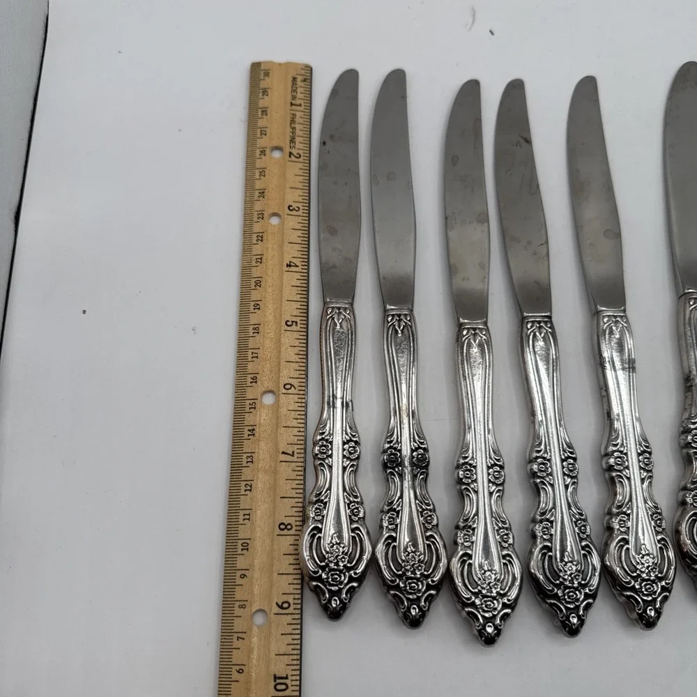 Lot Of 8 Oneida Silver Michelangelo (Stainless) Flatware‎ Hollow Dinner Knives